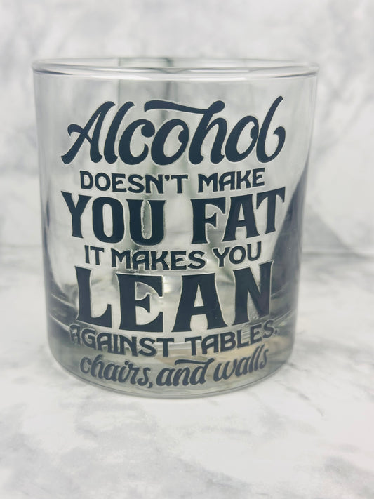 Alcohol Makes you Lean Marbled Cognac Glass