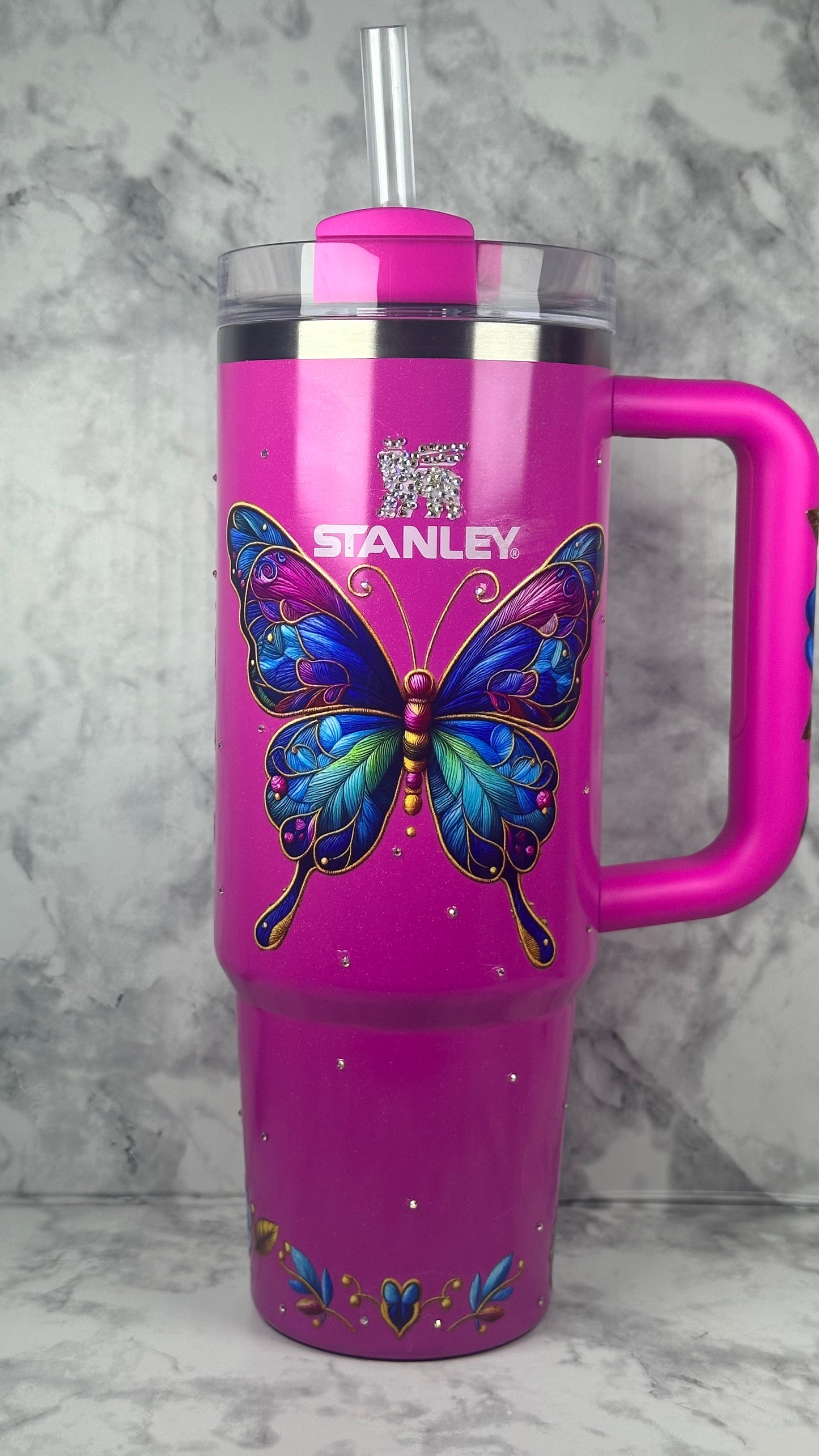 Pink/Butterfly Stanley Stainless Steel Cup